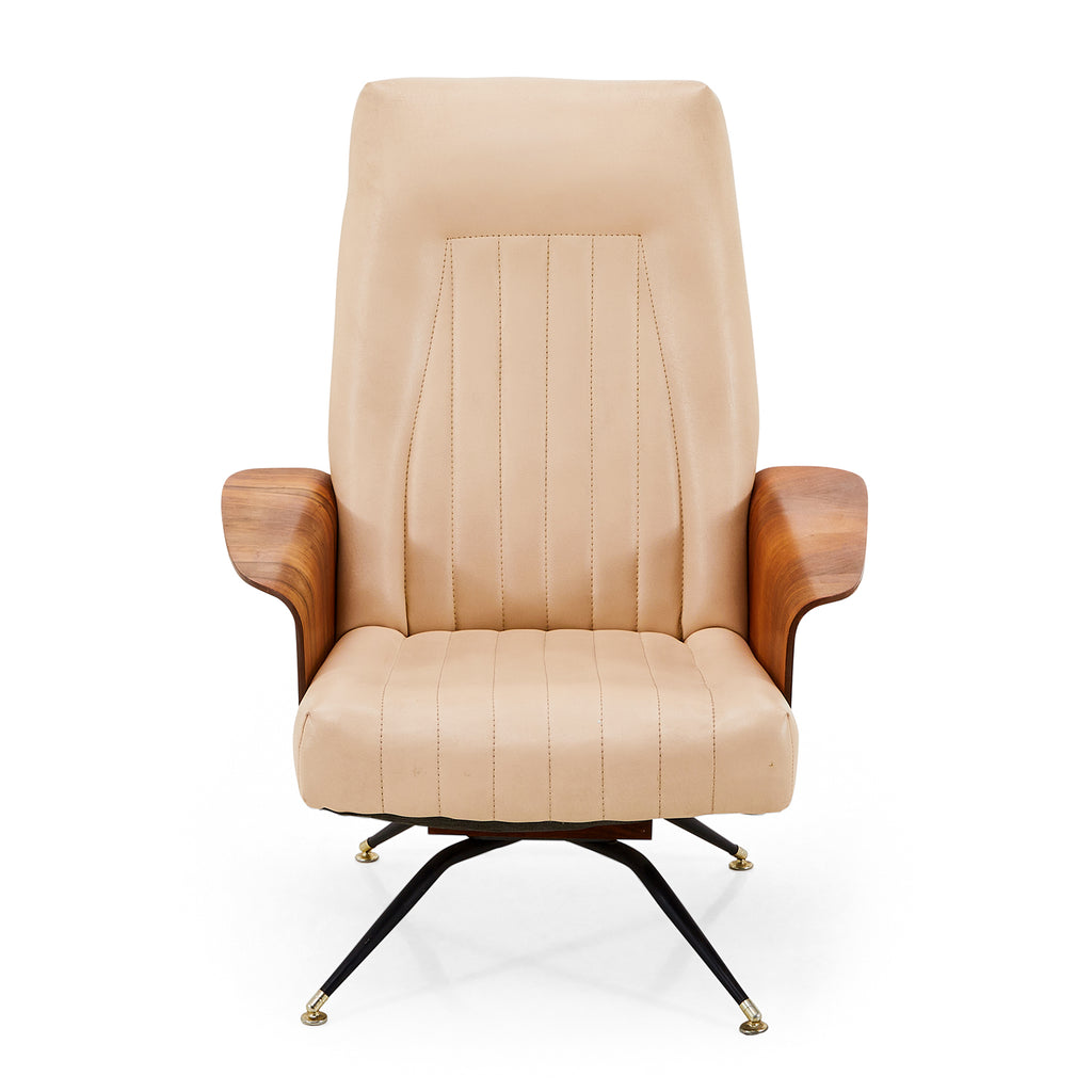 Tan Leather Mid Century Modern Armchair