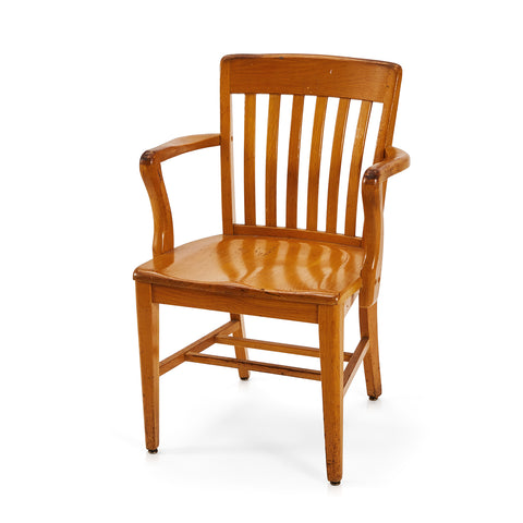 Wood Vertical Slat Back Arm Chair