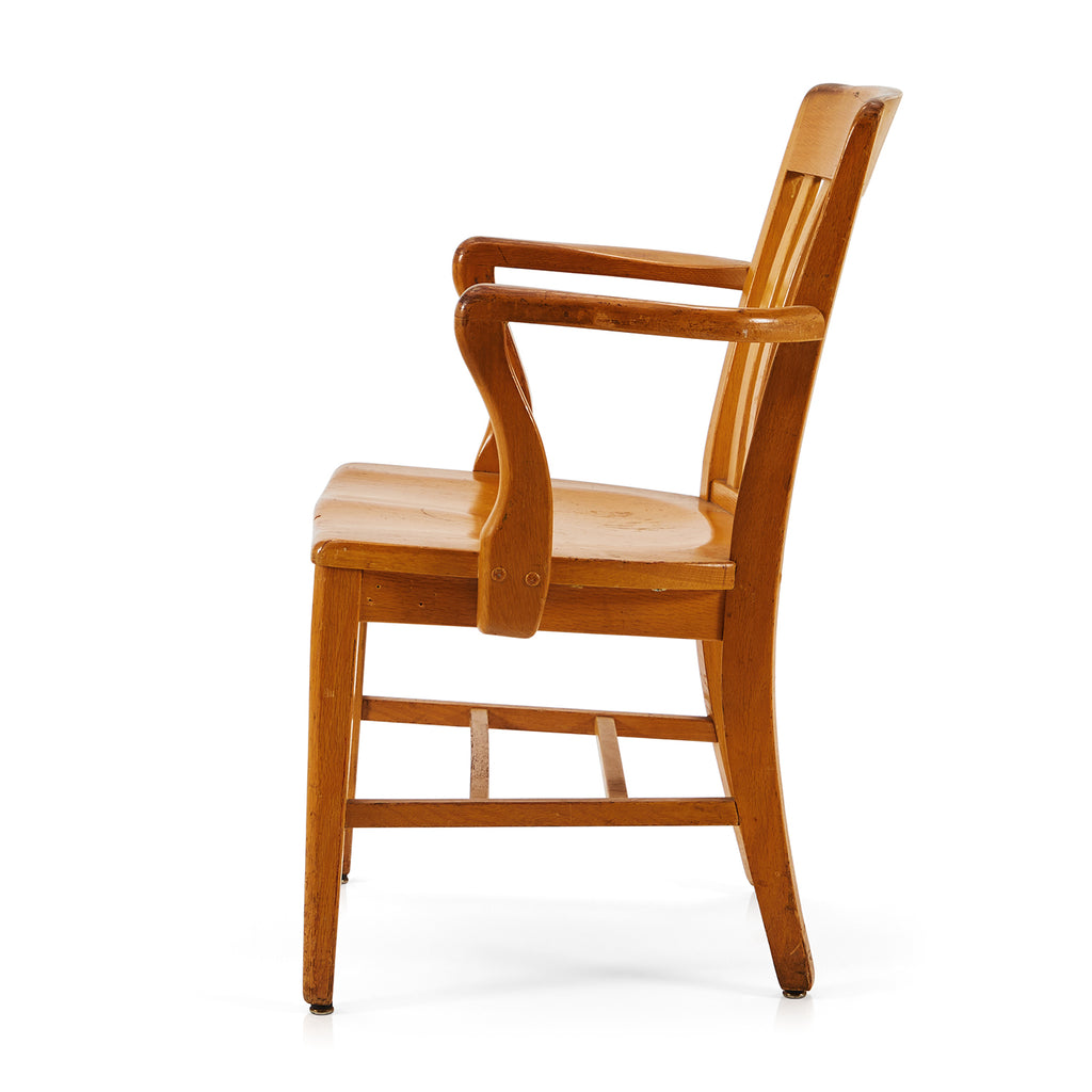 Wood Vertical Slat Back Arm Chair