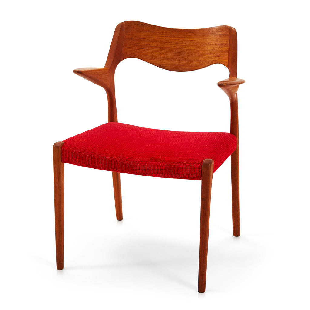 Red & Wood Mid-Century Modern Arm Chair