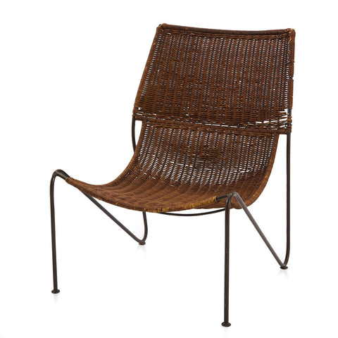 Dark Brown Woven Bamboo Lounge Chair