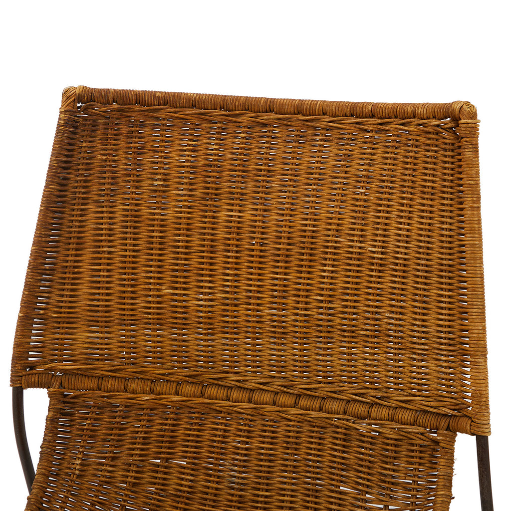 Tan Woven Bamboo Lounge Chair