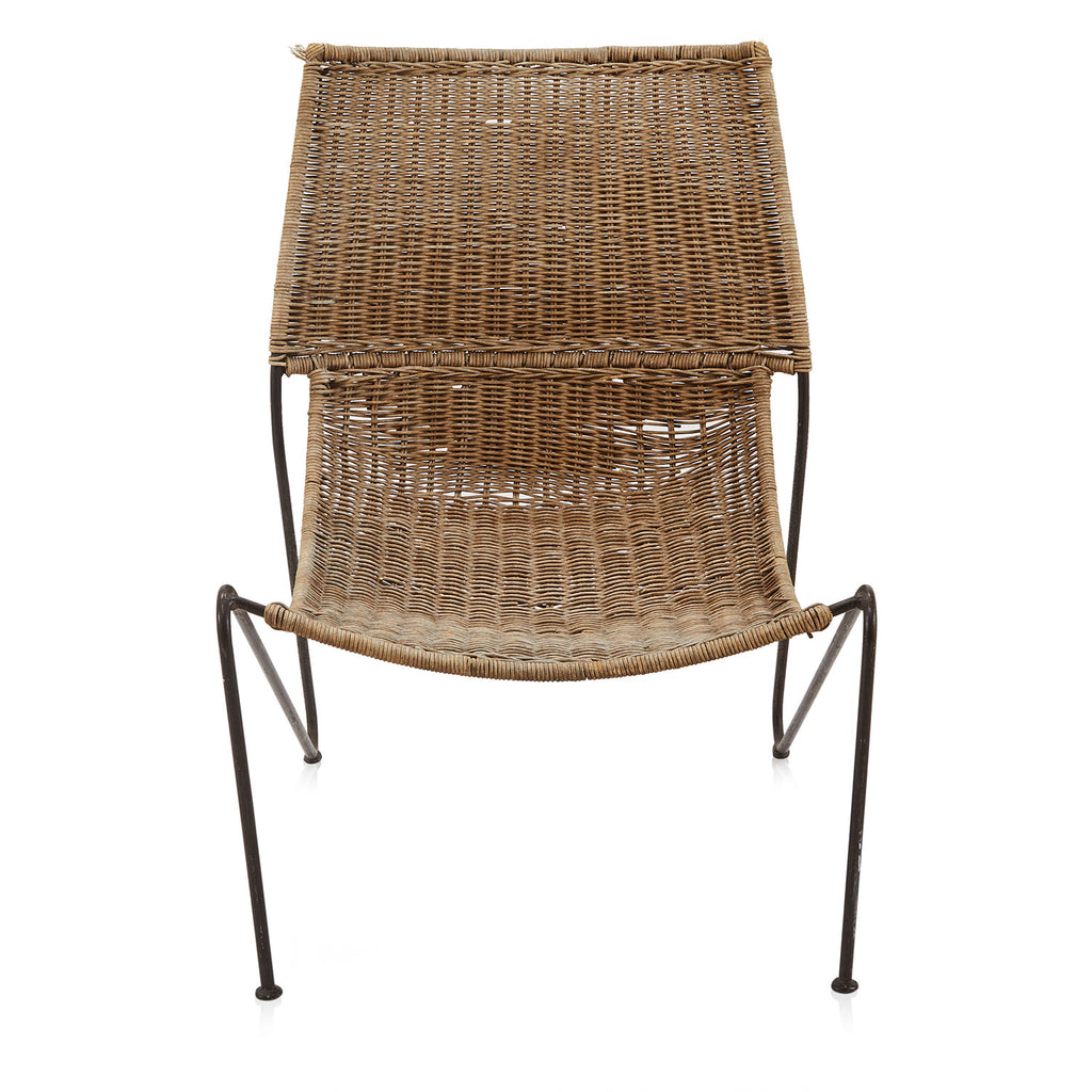 Light Brown Woven Rattan Lounge Chair