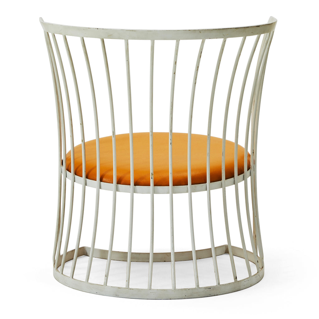 White Rod Chair with Orange Seat Cushion
