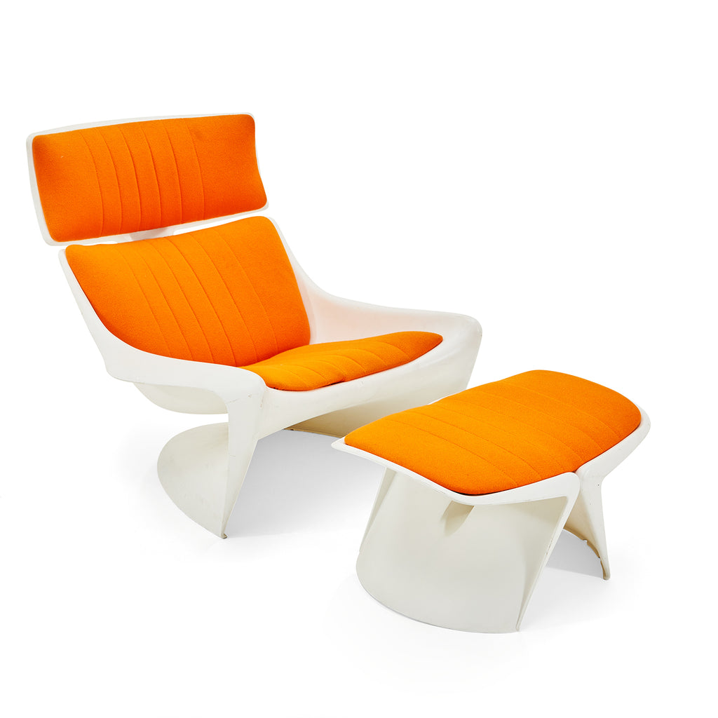 White & Orange Mod Lounge Chair
