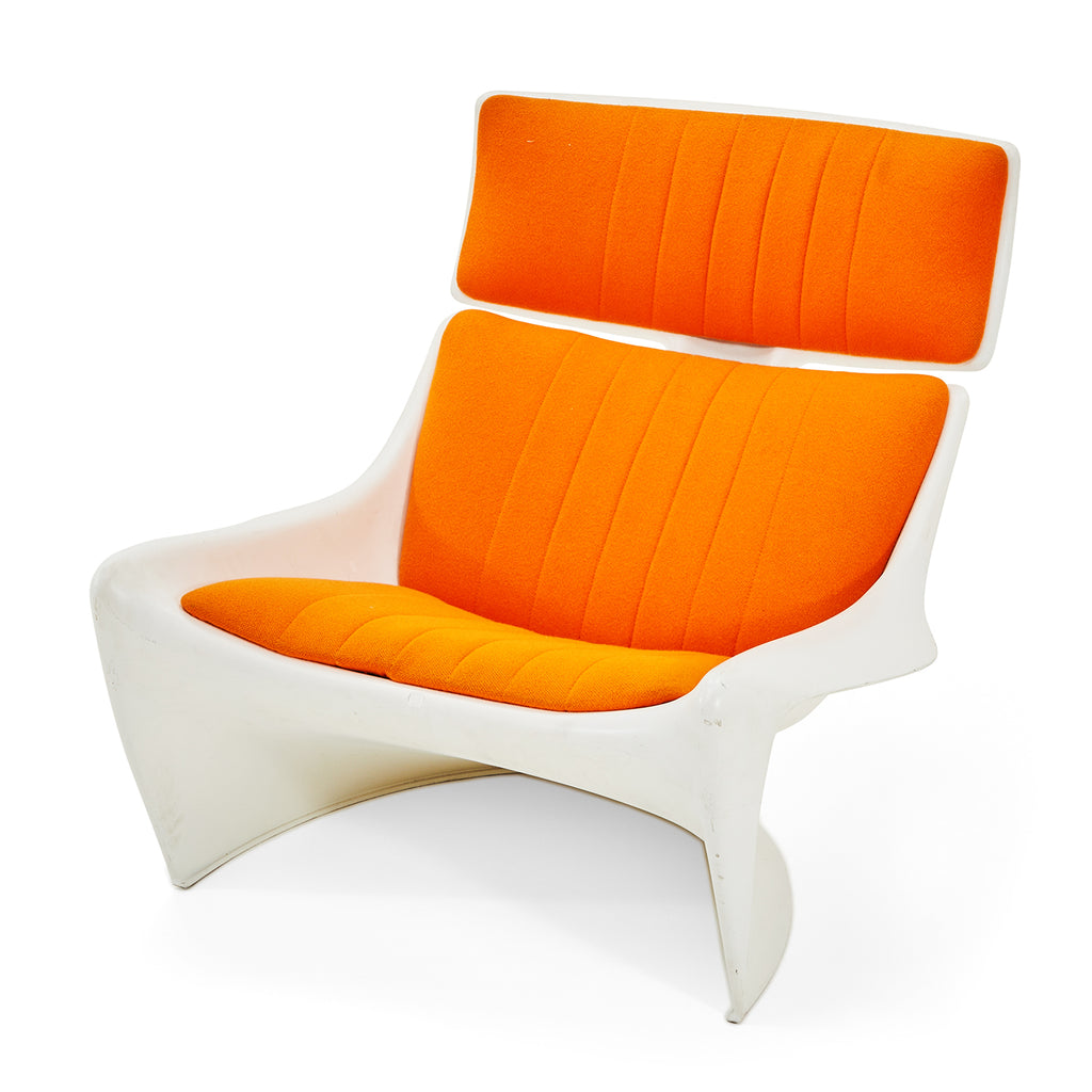 White & Orange Mod Lounge Chair