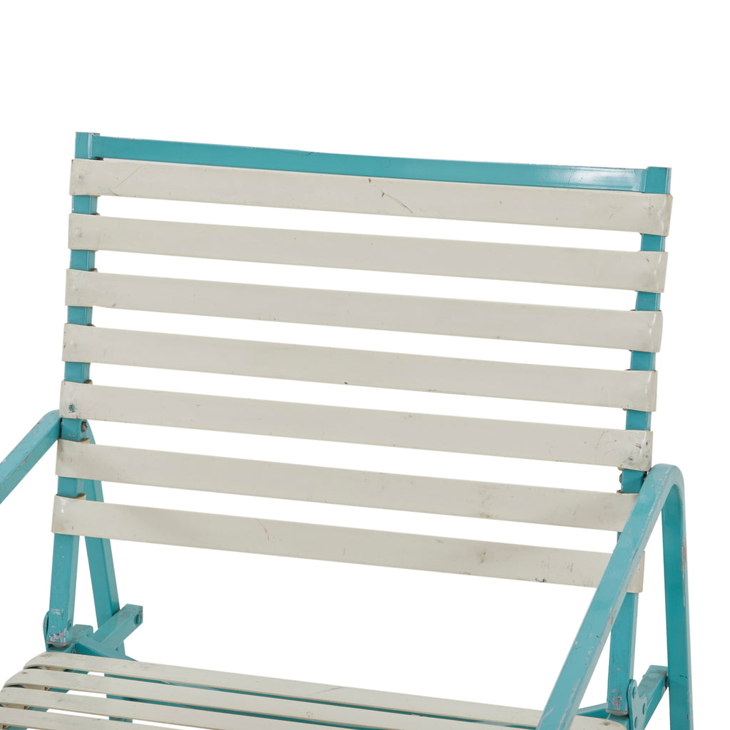 Turquoise & White Patio Lounge Chair