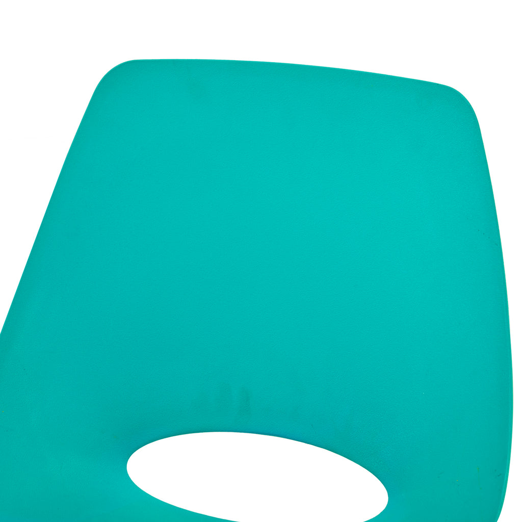 Turquoise Plastic Cutout Dining Chair