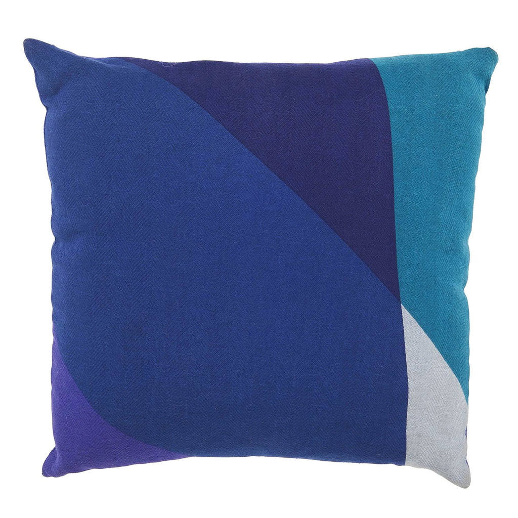 Blue Color Block Geometric Pillow