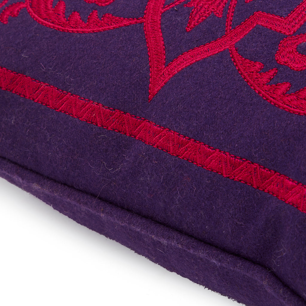 Purple & Red Embroidery Lumbar Pillow