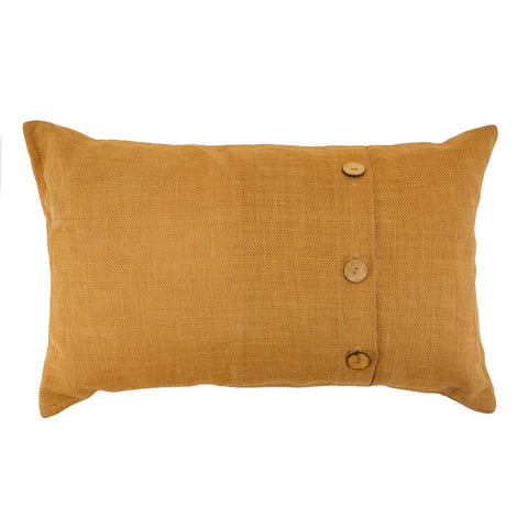 Brown Burlap Buttoned Lumbar Pillow
