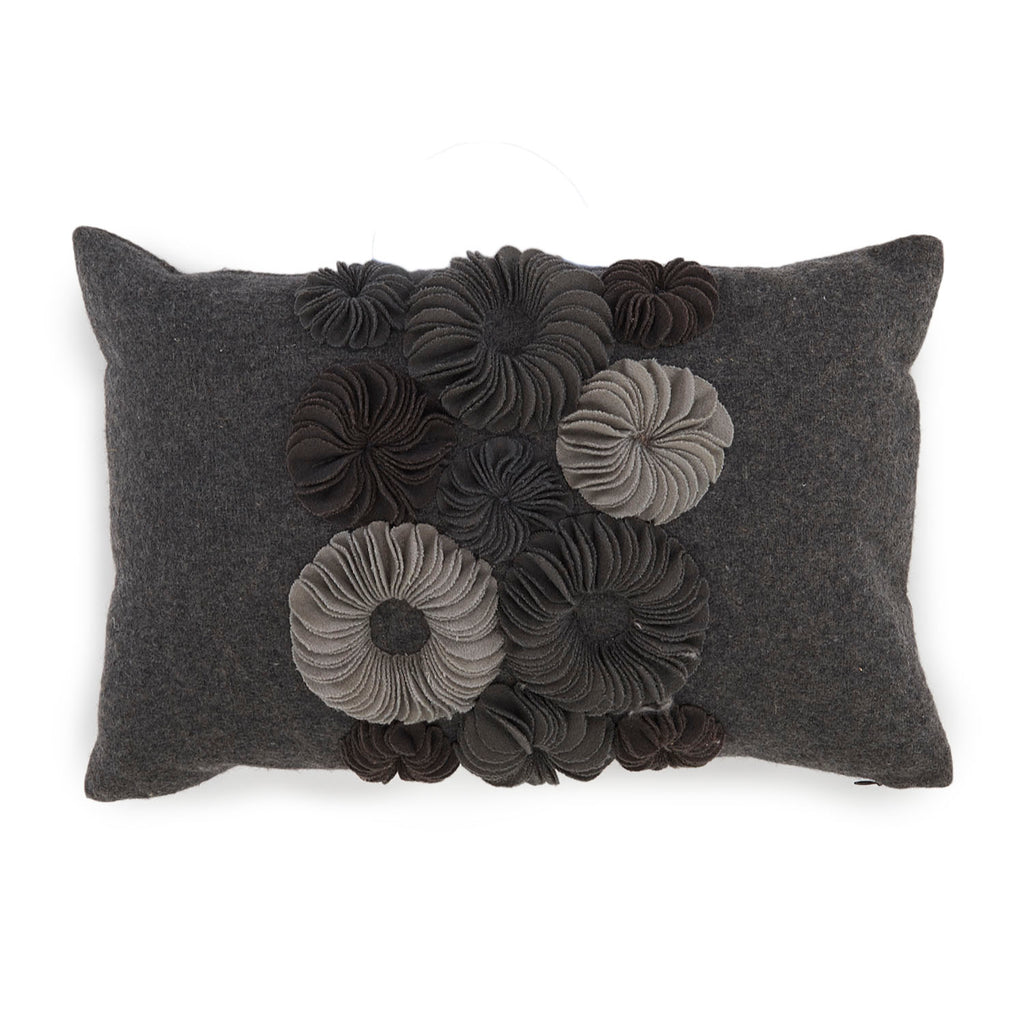 Grey Felt 3D Flowers Pillow