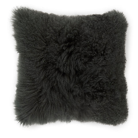 Charcoal Grey Large Fur Pillow