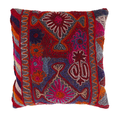 Burgundy Large Embroidered Pillow