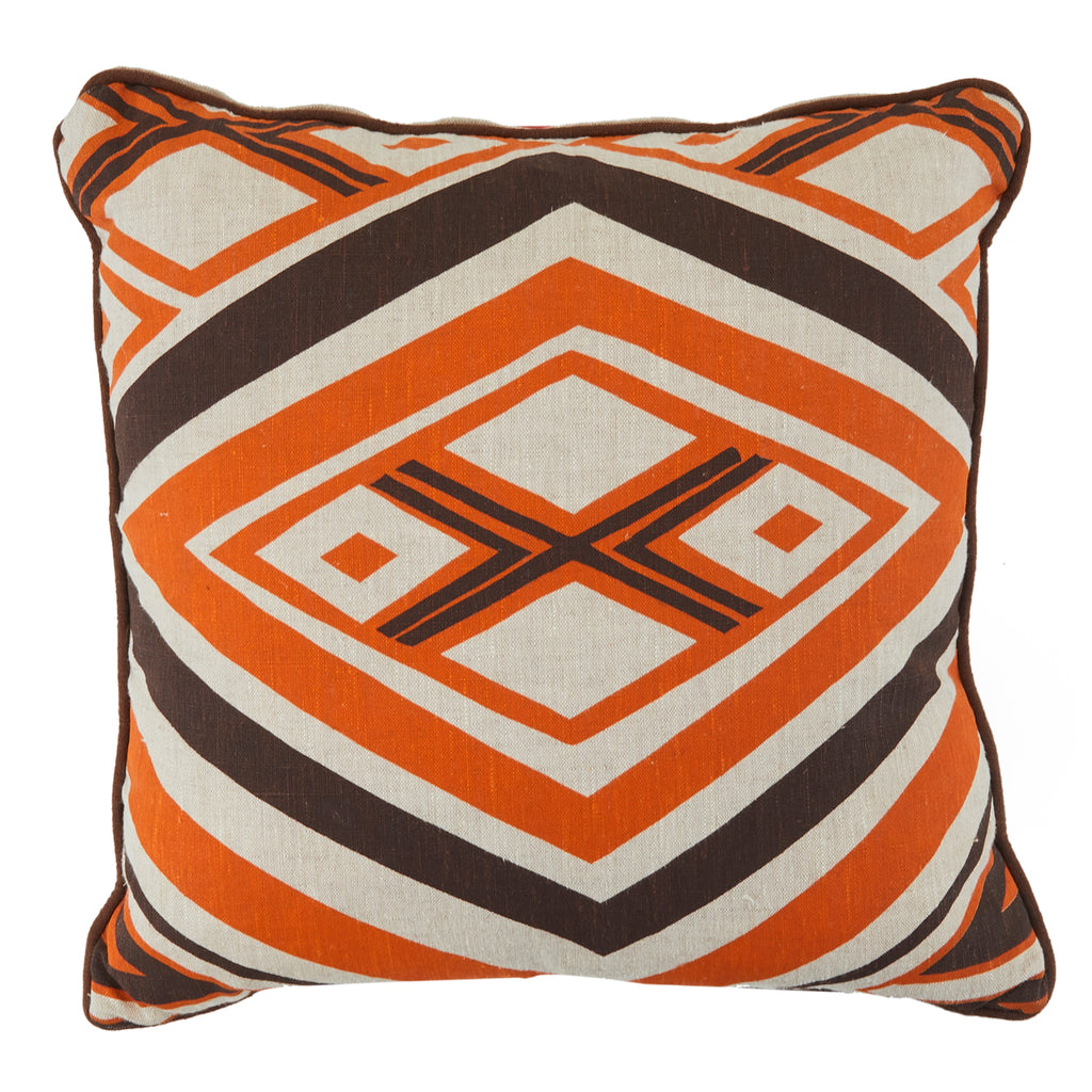 Orange Brown Geometric Pillow