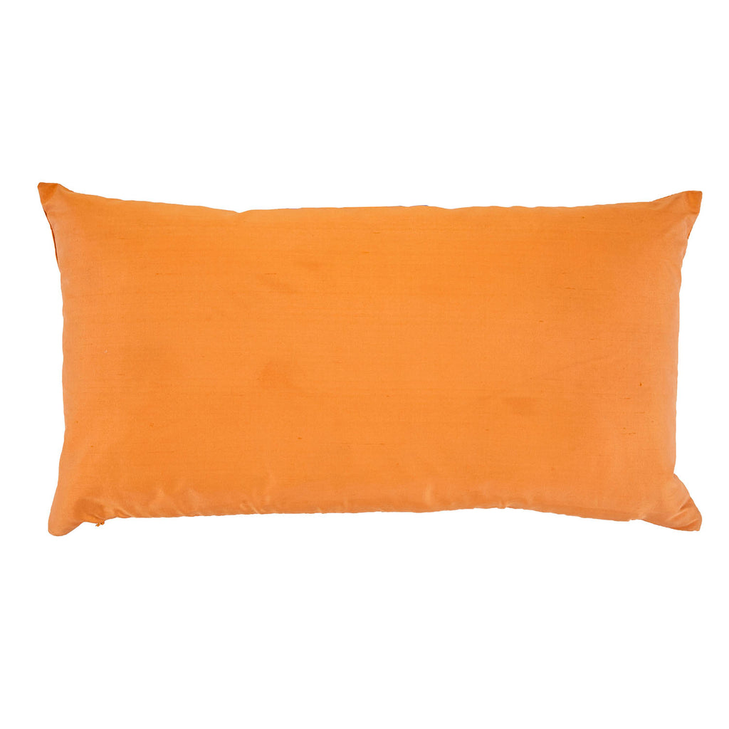 Orange Raw Silk Lumbar Pillow