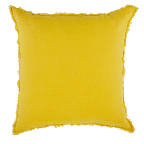 Yellow Linen Fringed Pillow