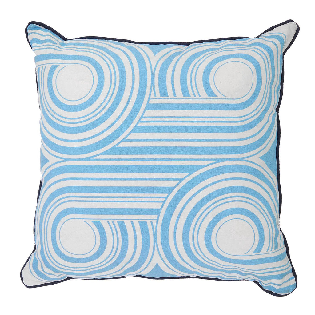Blue & White Retro Swirl Pillow