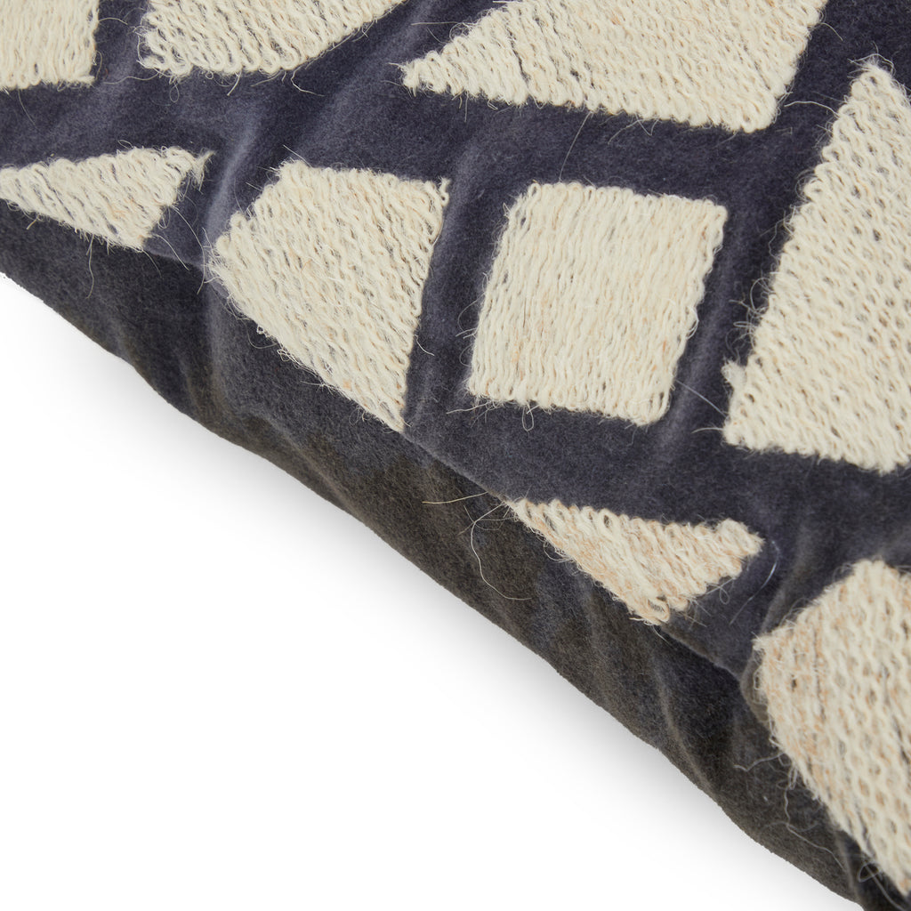 Cream and Navy Fracture Patterned Pillow