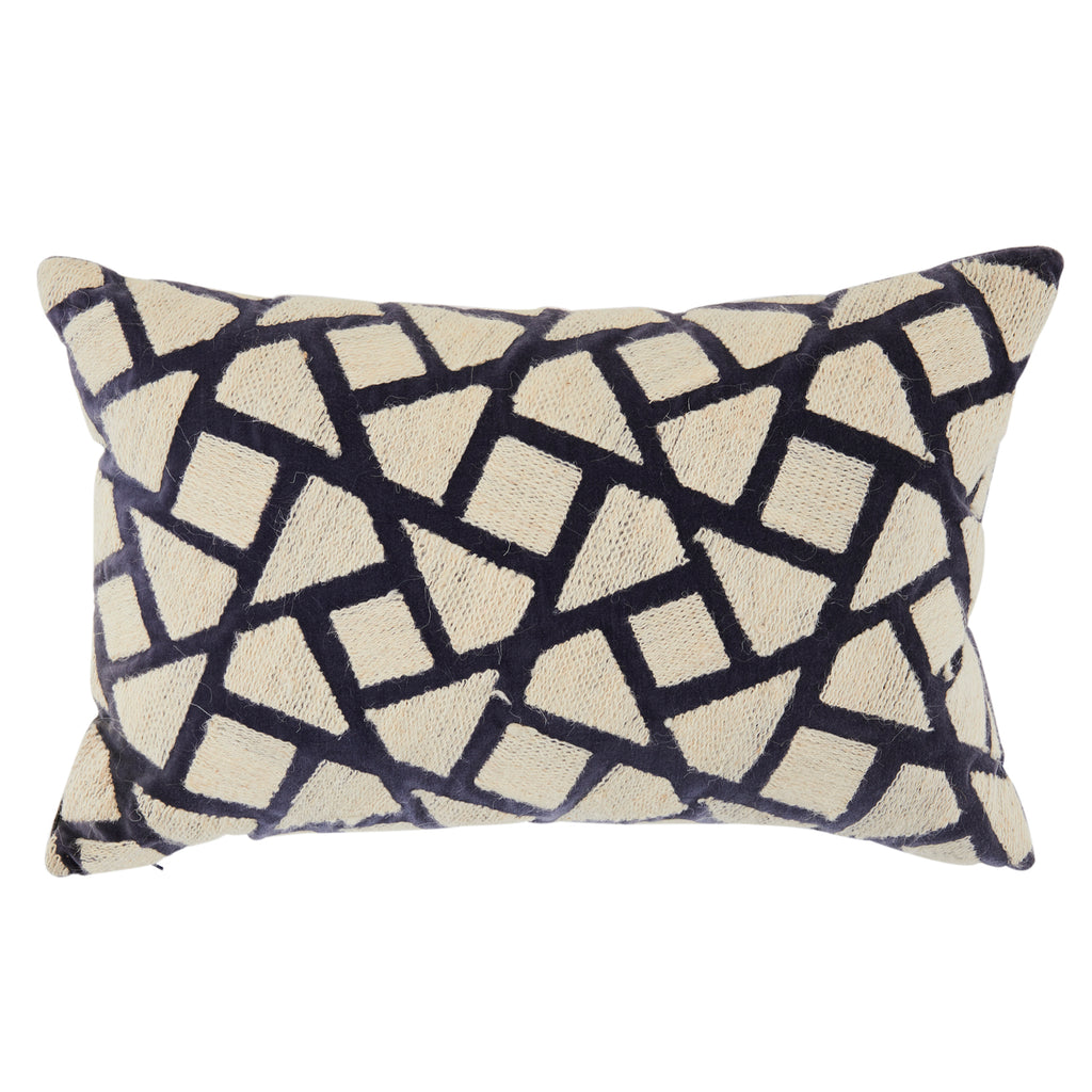 Cream and Navy Fracture Patterned Pillow