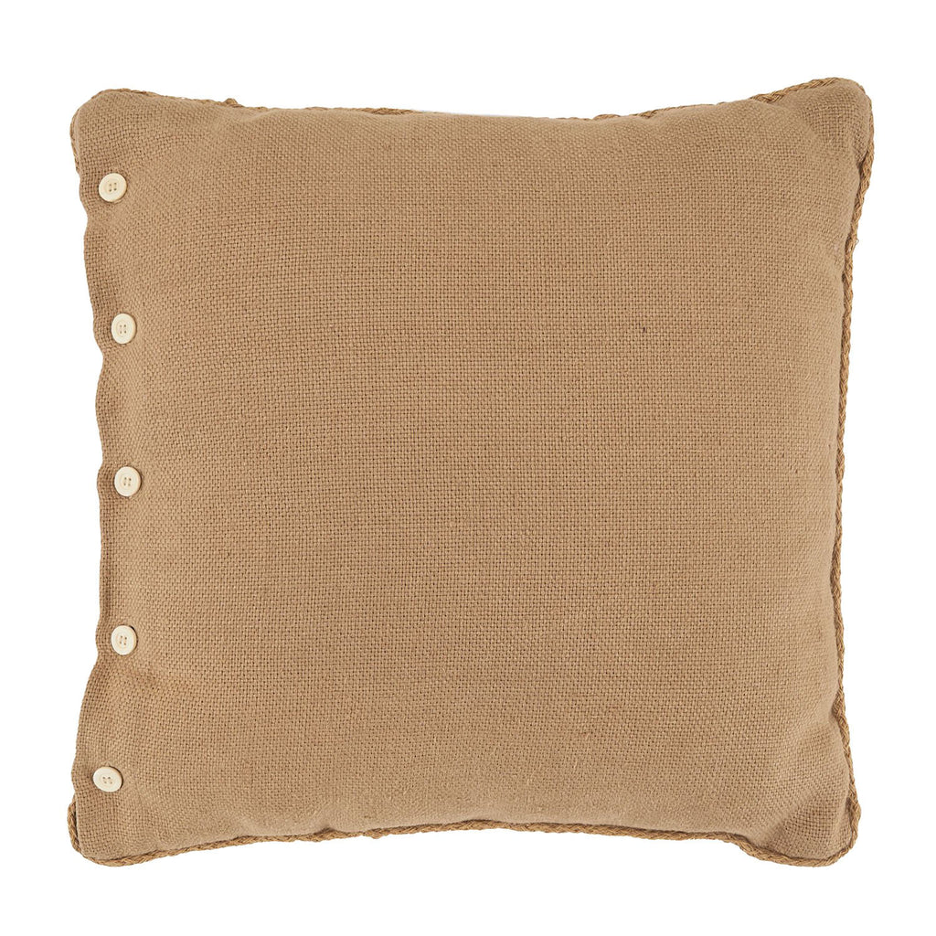 Brown Burlap Button Pillow