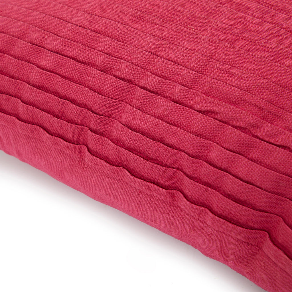 Raspberry Pleated Stripe Pillow