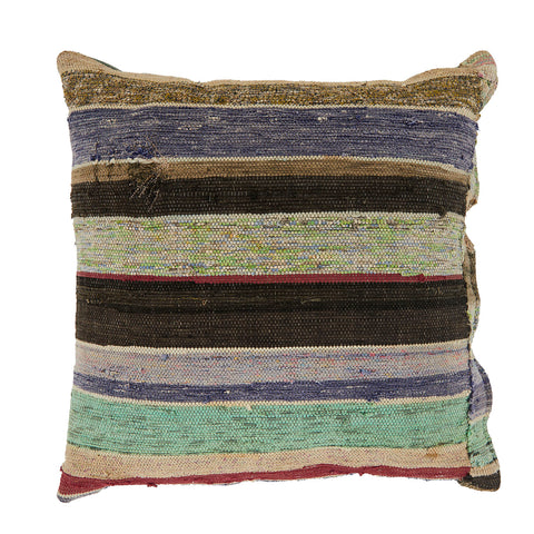 Colorful Worn Threads Striped Pillow