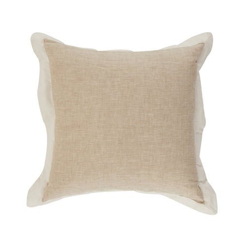 Cream Linen Pillow with Ruffle Border