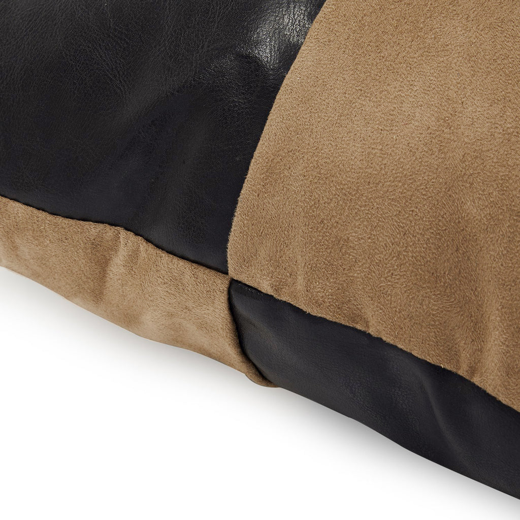 Brown & Black Leather Checkered Pillow
