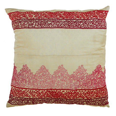 Pink and Beige Sari Stripe Pillow
