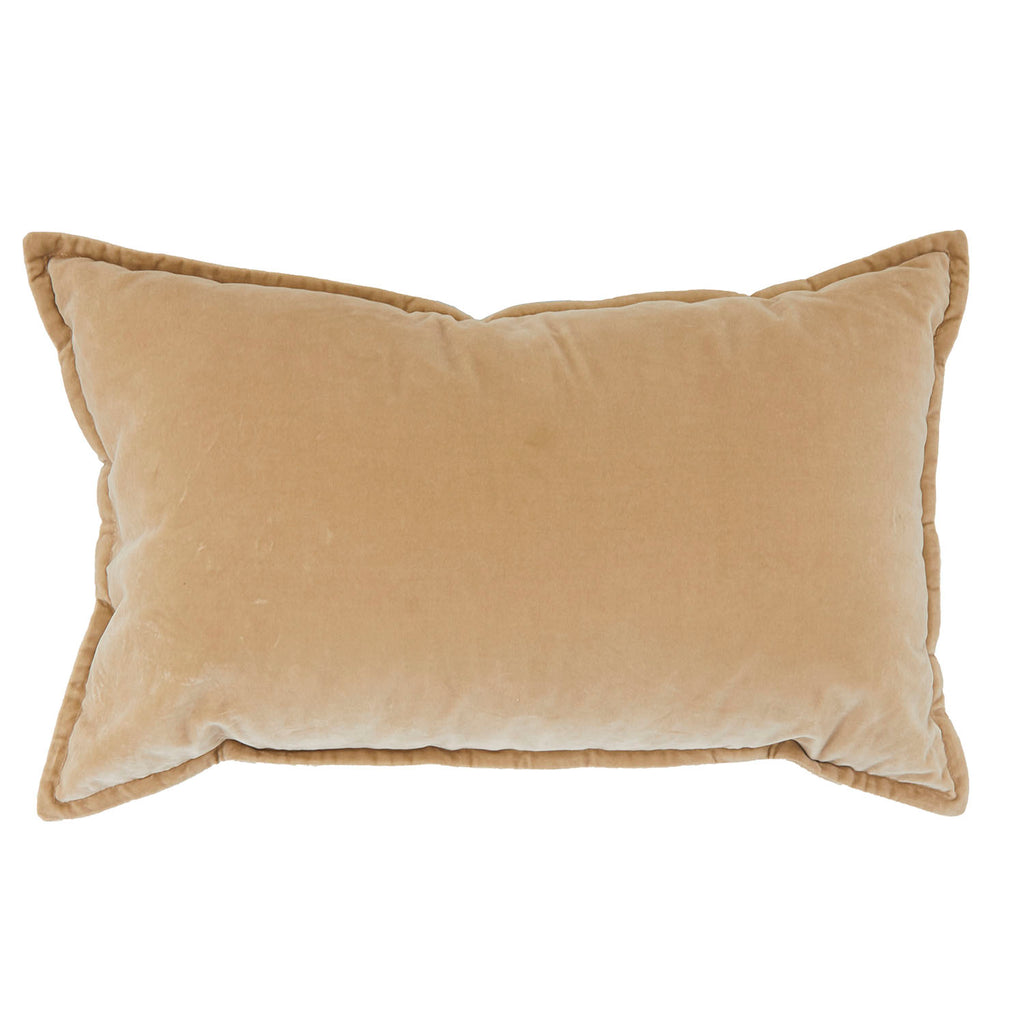 Tan Velvet Lumbar Pillow