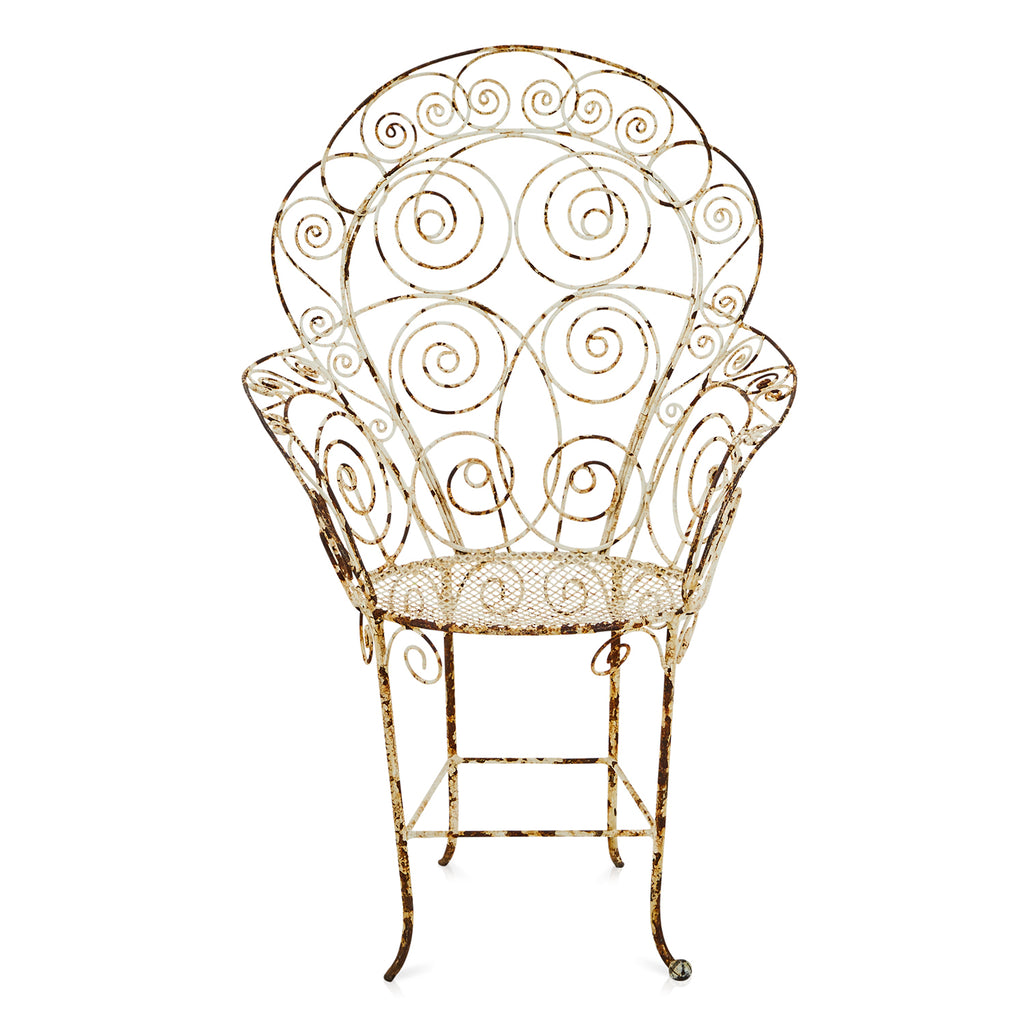 White Rustic Floral Spirals Garden Chair
