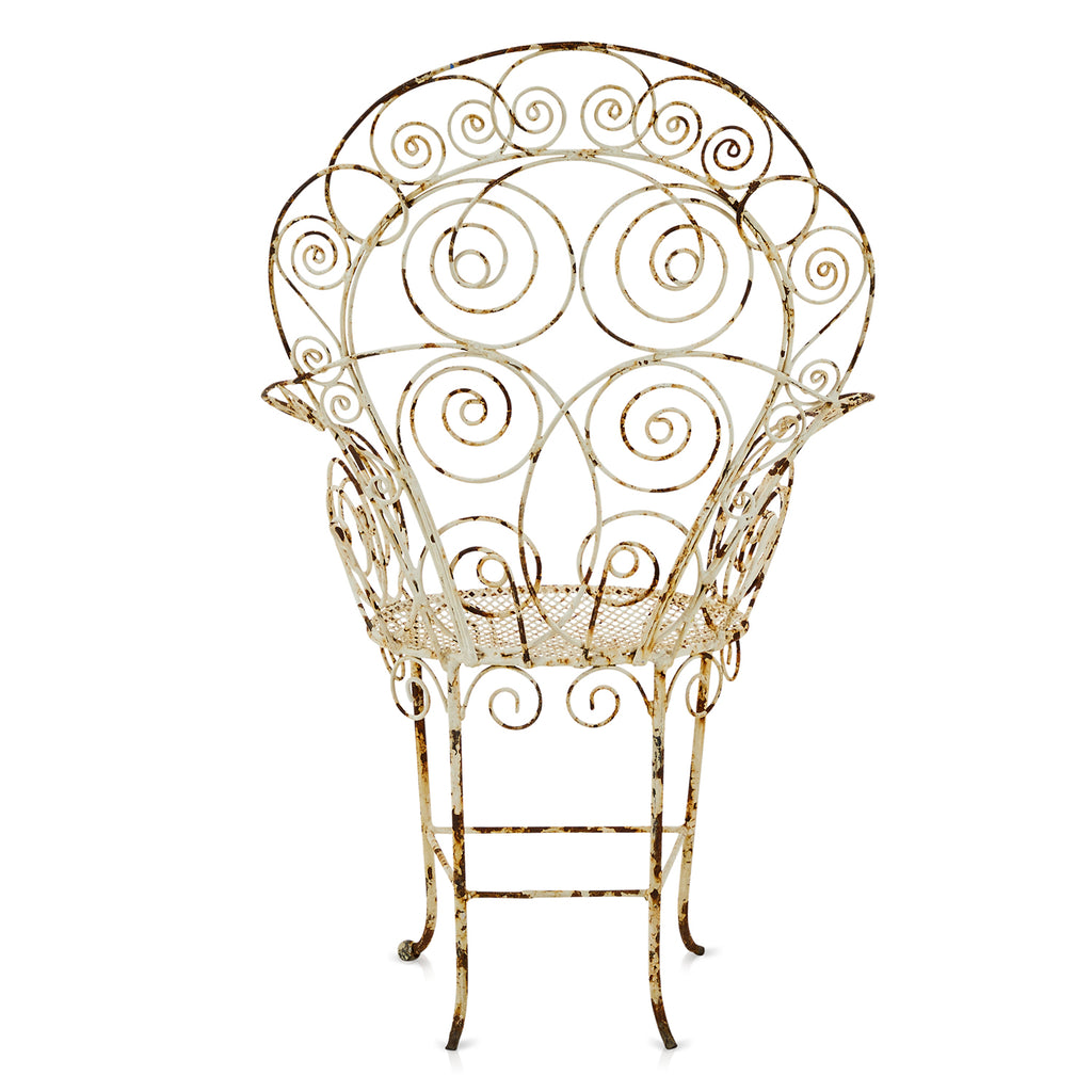 White Rustic Floral Spirals Garden Chair