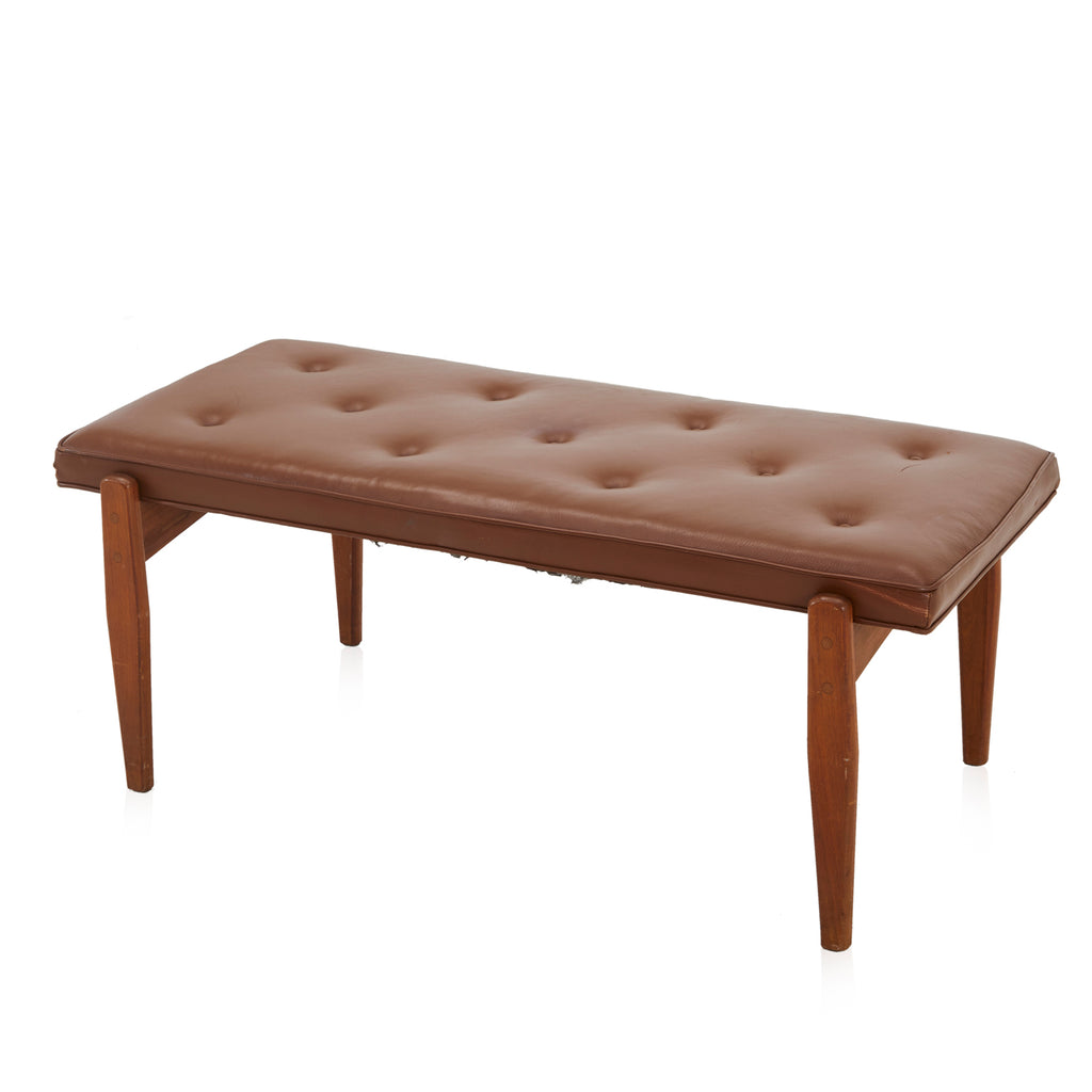 Brown Leather Small Vintage Bench