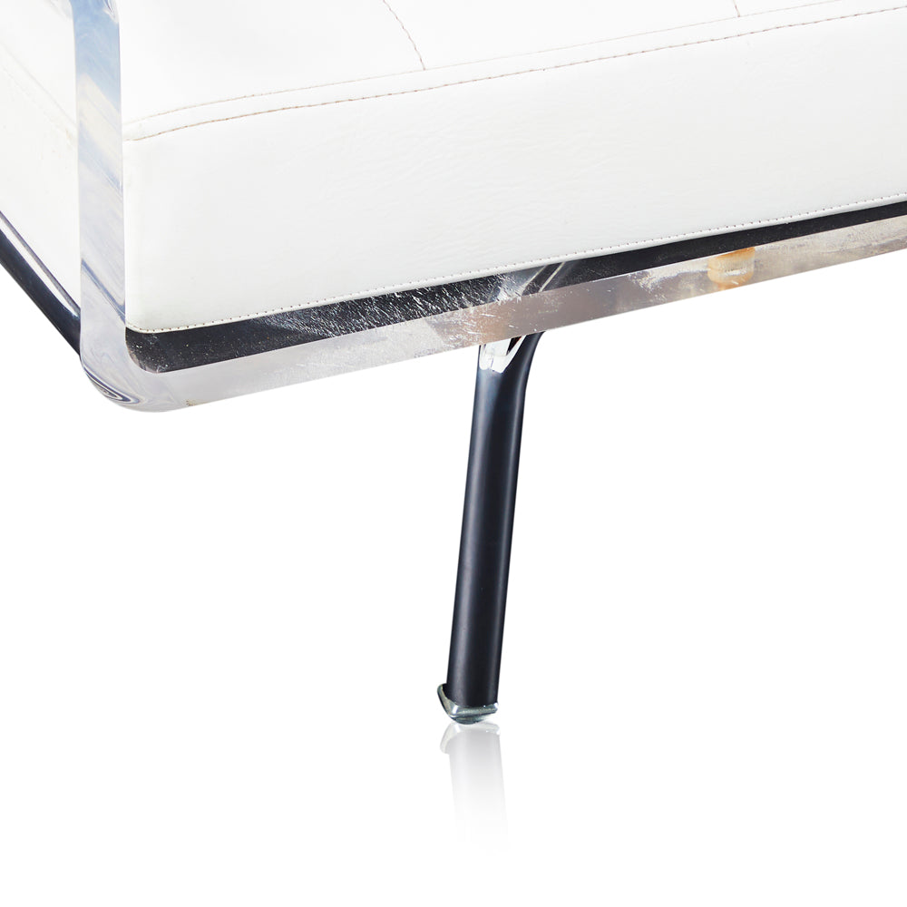 Lucite Wing White Cushion Bench