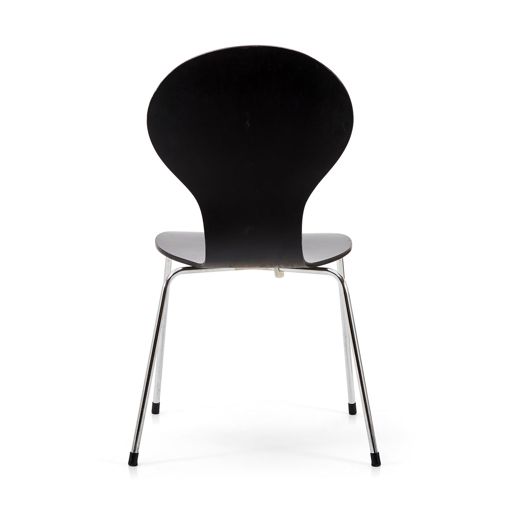 Black Rounded Back Dining Chair w Silver Legs
