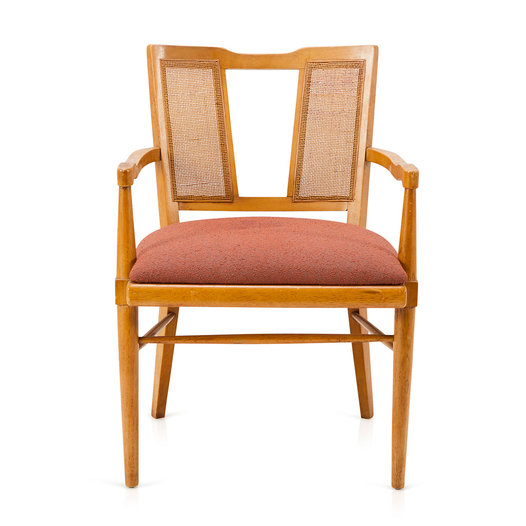 Wood Cane-Back Mid Century Dining Arm Chair