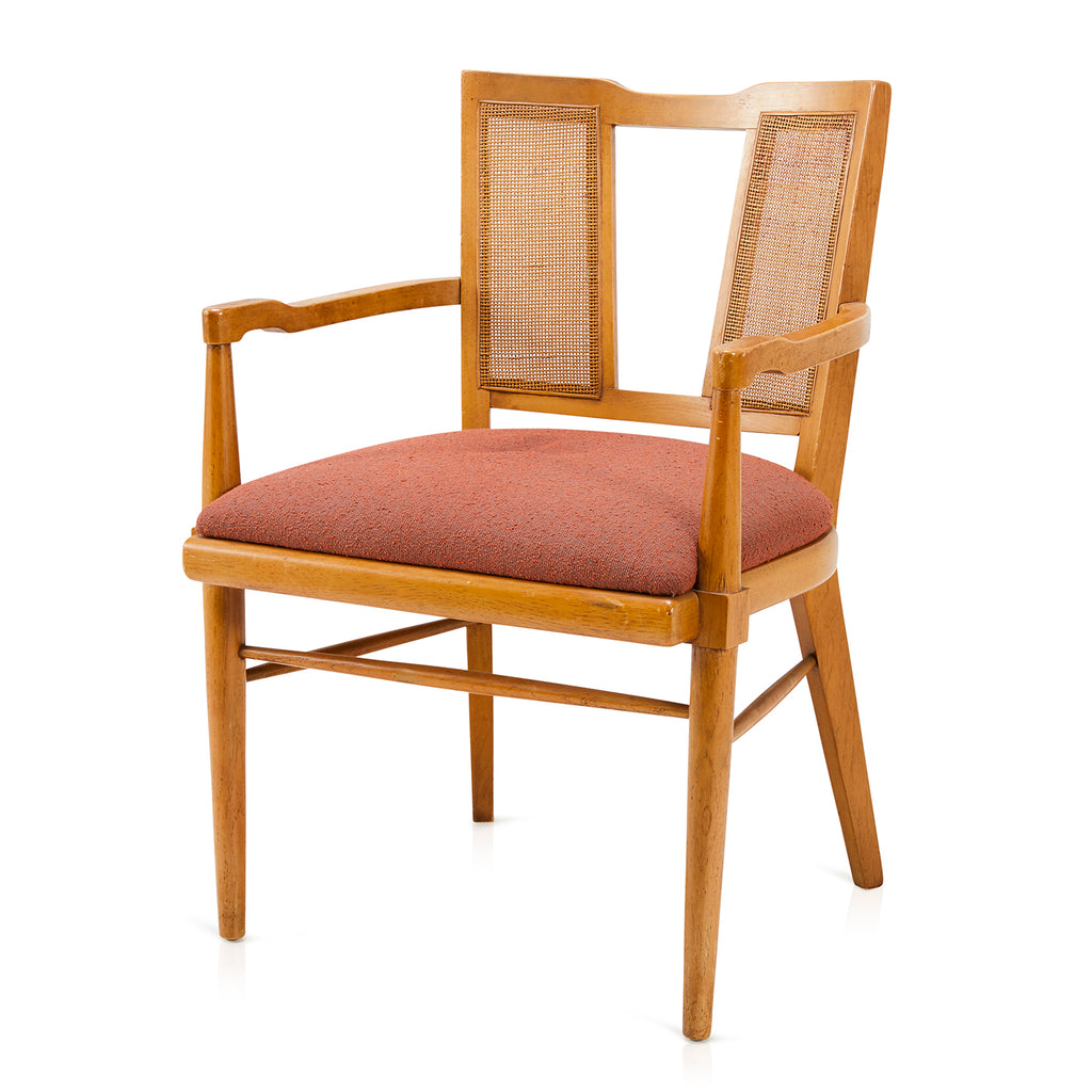 Wood Cane-Back Mid Century Dining Arm Chair