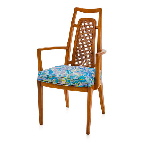 Mid Century Wood and Floral Arm Chair