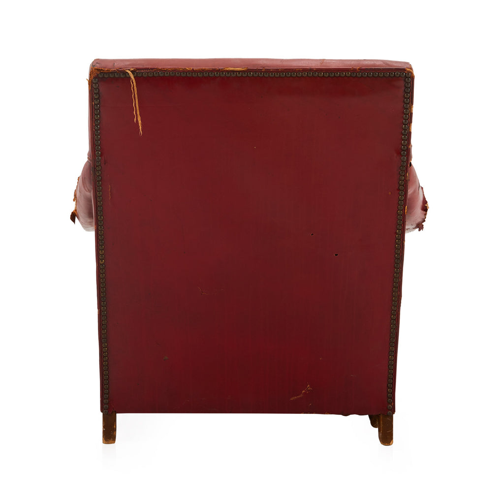 Red Distressed Leather Lounge Chair