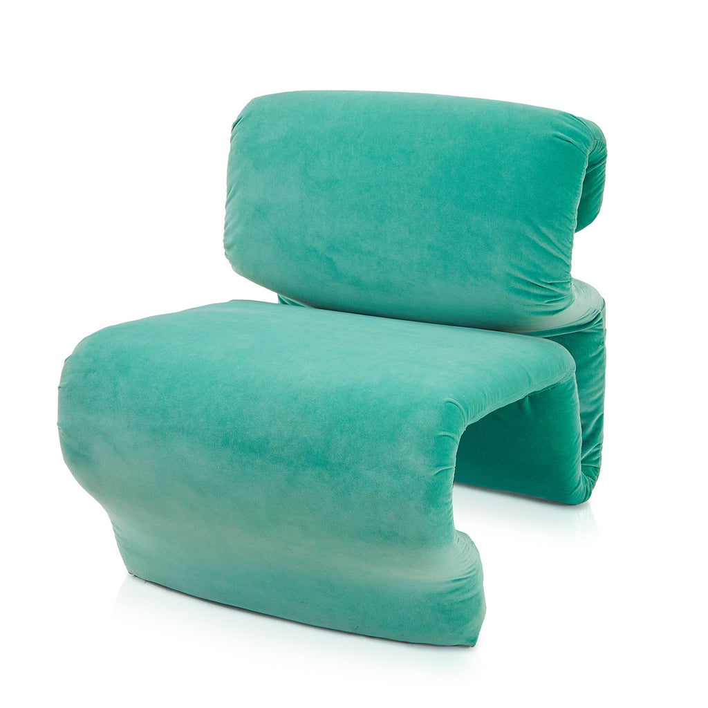 Turquoise Velvet Ribbon Shape Lounge Chair