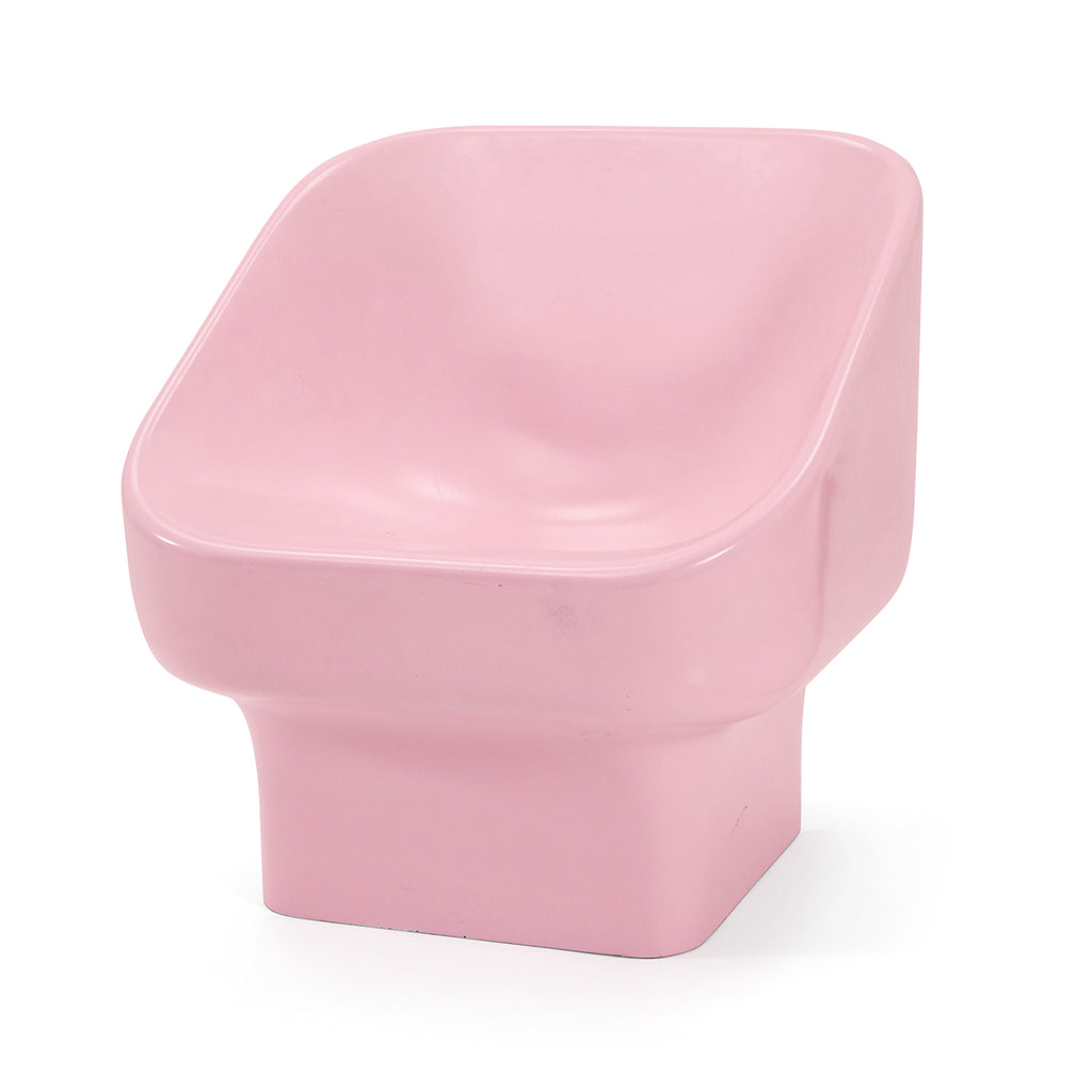 Pink Fiberglass Square Scoop Chair