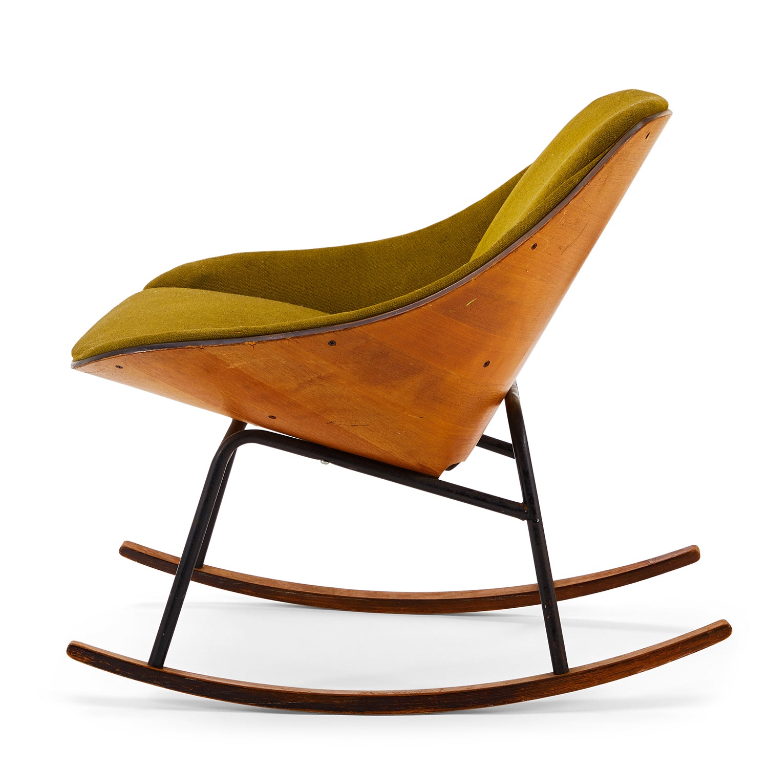 Scopp Rocking Chair Green Modern Plycraft Scoop Rocking Chair - Gil & Roy Props