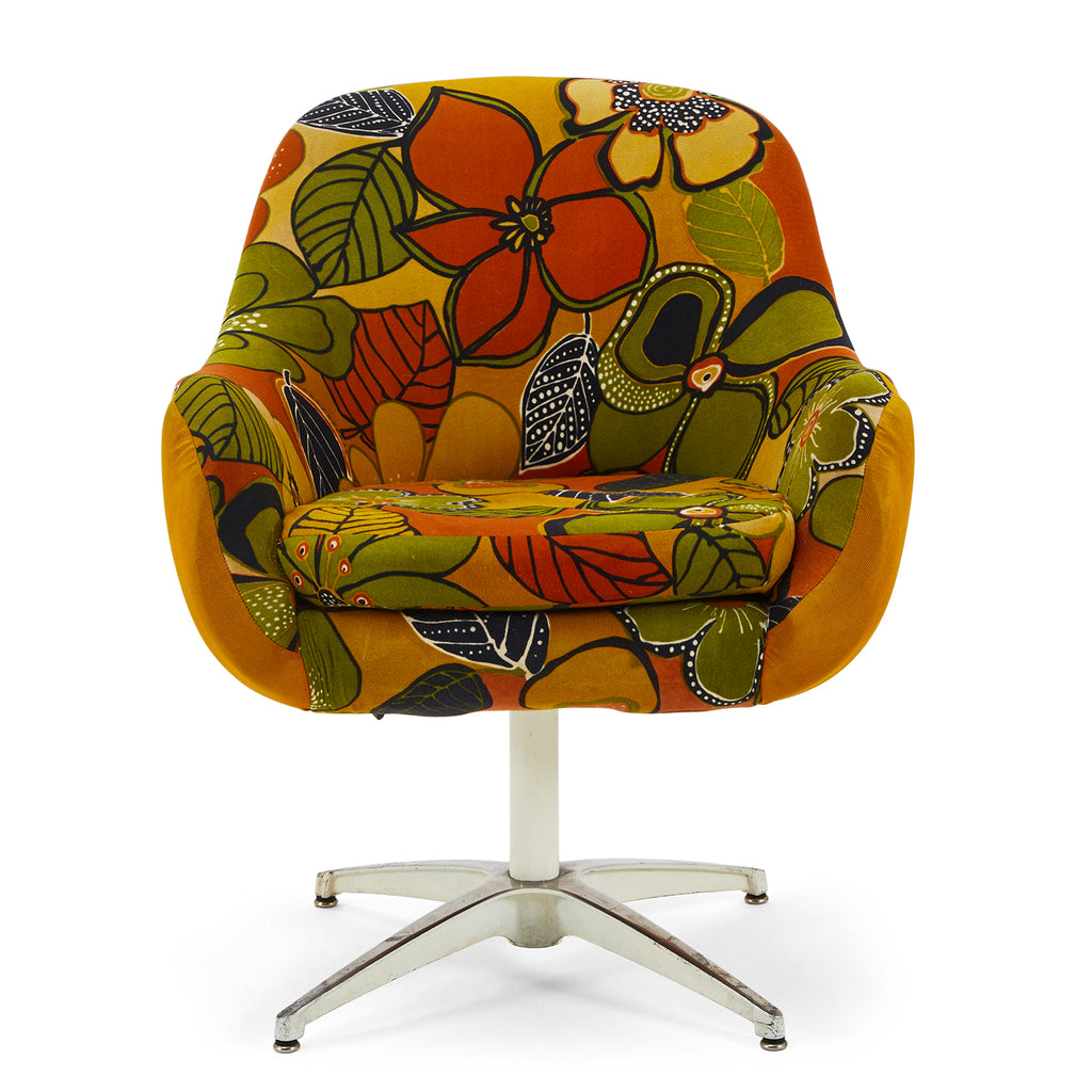 Orange Bold Floral Vintage Lounge Chair
