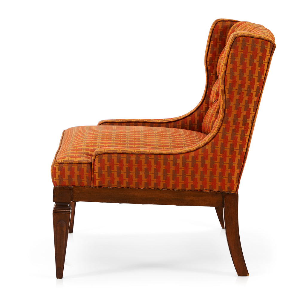 Orange & Brown Tufted Side Chair