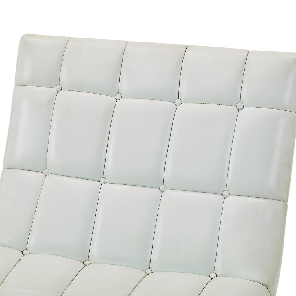 White Quilted Armless Recliner