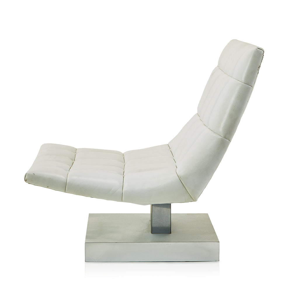 White Quilted Armless Recliner