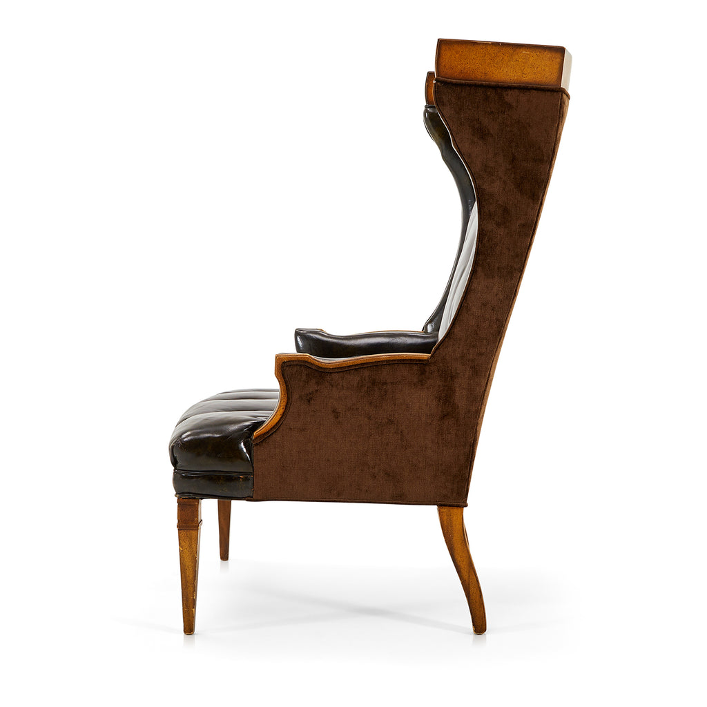 Wingback Brown Leather Arm Chair