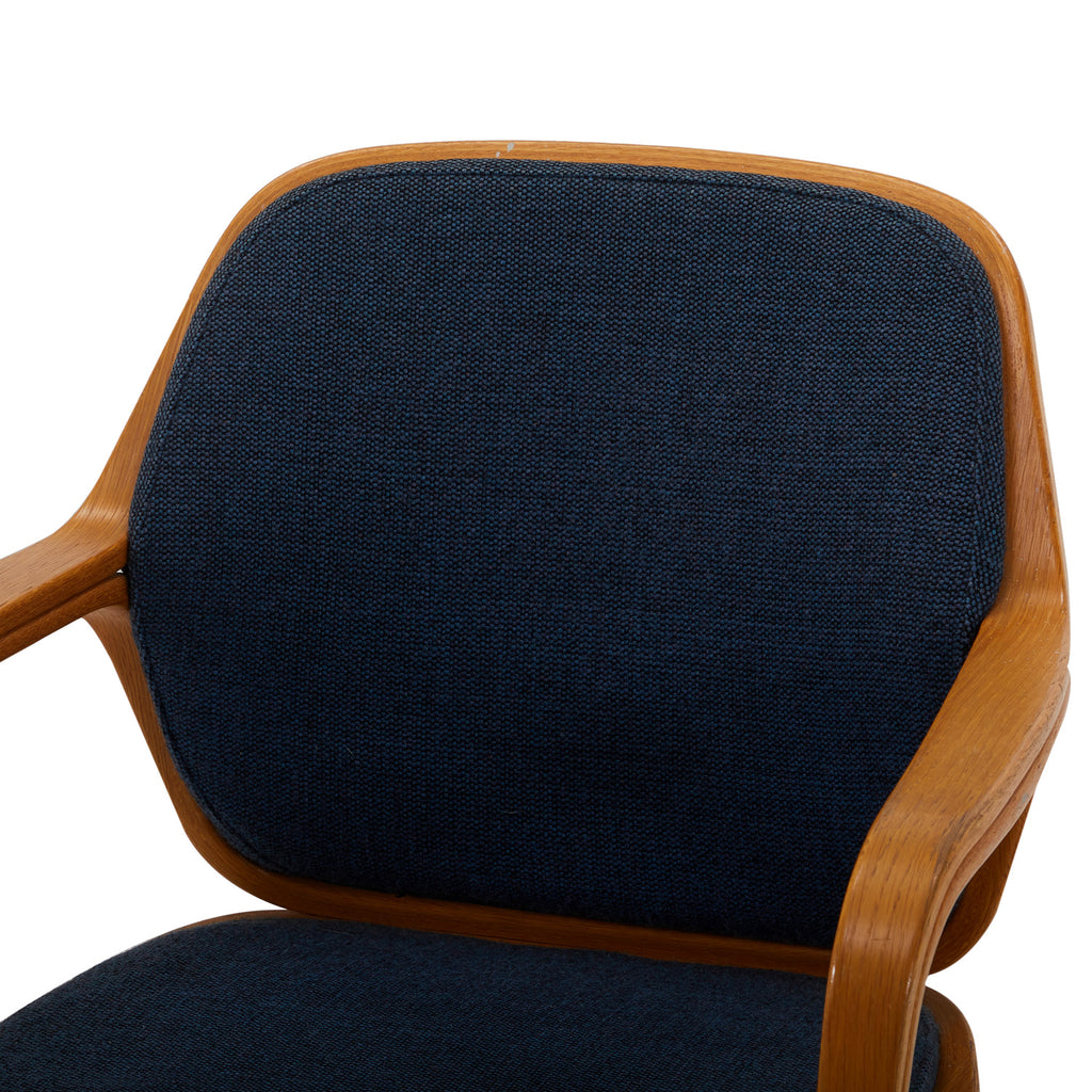 Blue & Wood Mid Century Office Chair