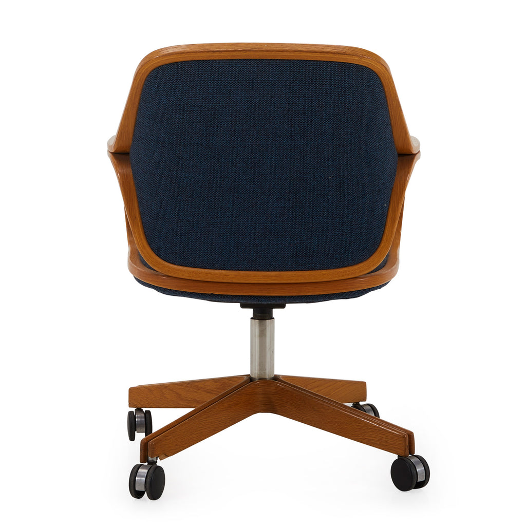 Blue & Wood Mid Century Office Chair